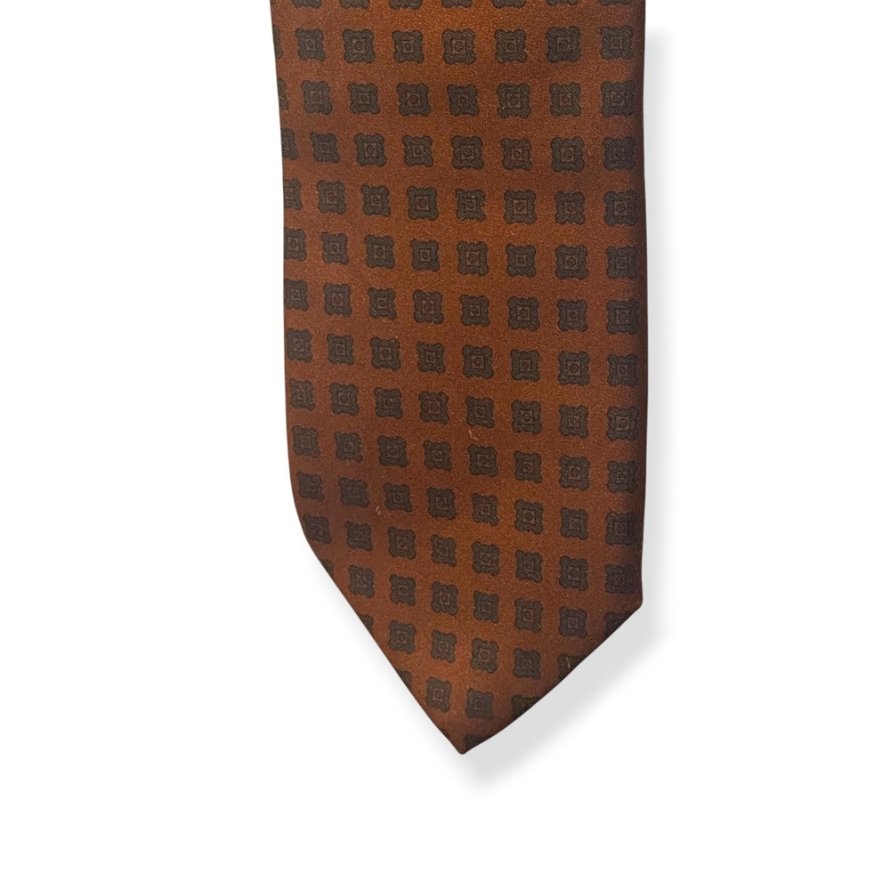 Robert Talbott Carmel Tie Silk Brown Geometric USA Preppy Old Money Ivy Men - Picture 3 of 5